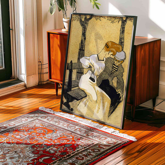 Man and Woman on Bench by Juan Gris