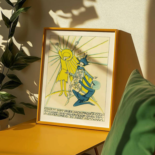 "Golden Sun gives Jack Frost a golden cloak" (1929) | King, Jessie M.