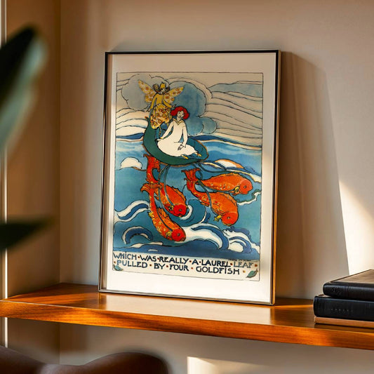 "Which was really a laurel leaf pulled by four goldfish" | King, Jessie M.