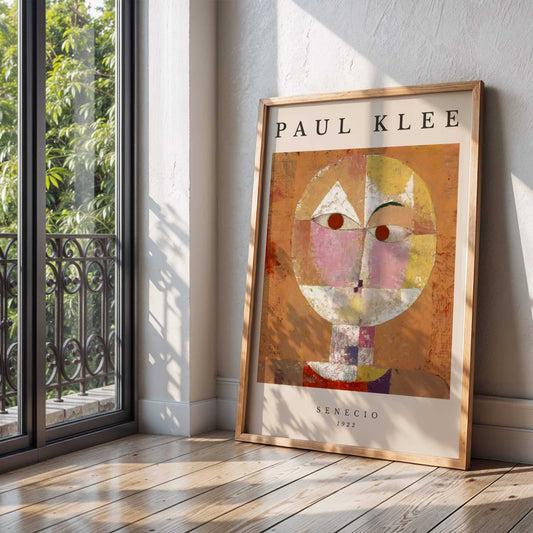 Senecio by Paul Klee (with artist's name), abstract art print, modern wall decor, Swiss-German whimsical, modernist, statement print, framed wall art, art poster