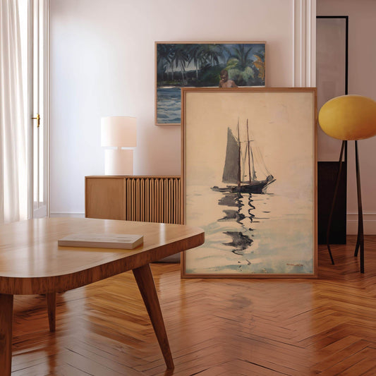 Two-masted Schooner with Dory by Winslow Homer