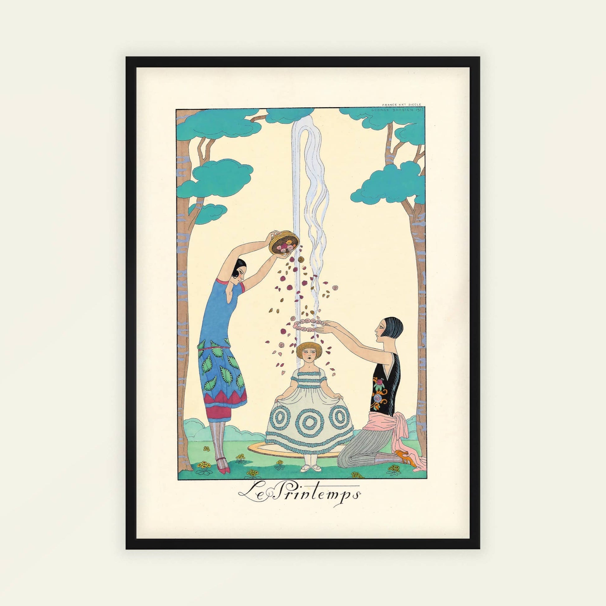 Le Printemps (Spring) by George Barbier, vintage portrait, decorative wall art, French Belle Époque, luxury vintage, office wall art, framed wall art, art poster