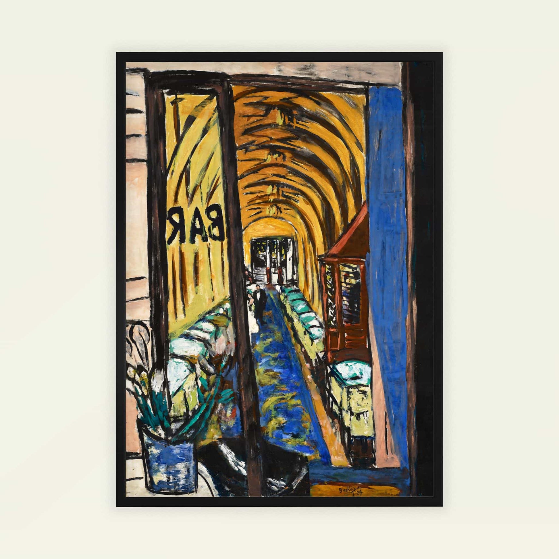 A Bar in Paris by Max Beckmann, home office decor, Eiffel Tower print, German Neue Sachlichkeit, modernist, gallery wall decor, framed wall art, art poster