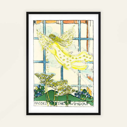 An angel passed the window' by Jessie Marion King, portrait print, vintage portrait, Scottish Glasgow Style, nursery, bedroom wall decor, framed wall art, art poster