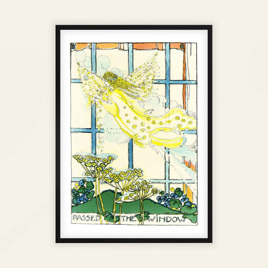 An angel passed the window' by Jessie Marion King, portrait print, vintage portrait, Scottish Glasgow Style, nursery, bedroom wall decor, framed wall art, art poster