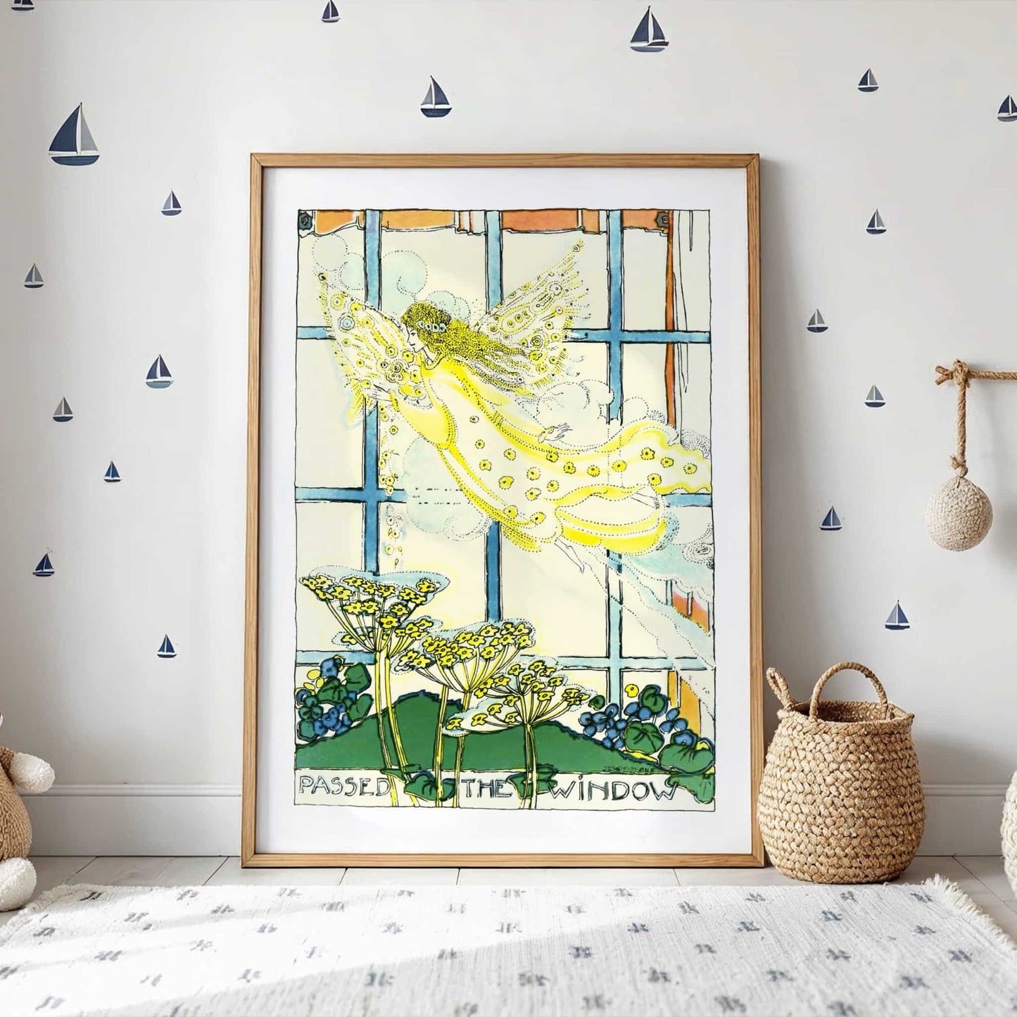 An angel passed the window' by Jessie Marion King, Art Nouveau print, figure wall art, Scottish fairytale, whimsical, small art print, framed wall art, art poster