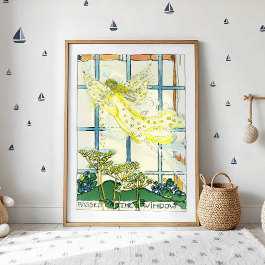 An angel passed the window' by Jessie Marion King, Art Nouveau print, figure wall art, Scottish fairytale, whimsical, small art print, framed wall art, art poster