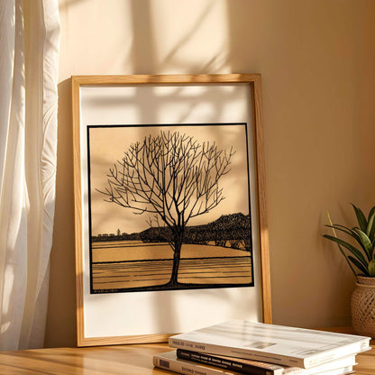 Bald Tree (Kale Boom) by Julie de Graag, botanical print, nature decor, Dutch botanical, woodcut, framed print, framed wall art, art poster