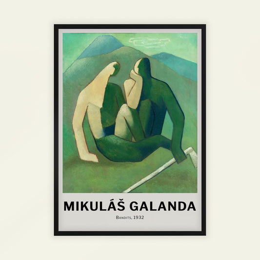 Bandits by Mikuláš Galanda (with artist's name), bold colour wall art, modern art poster, Slovak modernist, figurative, statement print, framed wall art, art poster