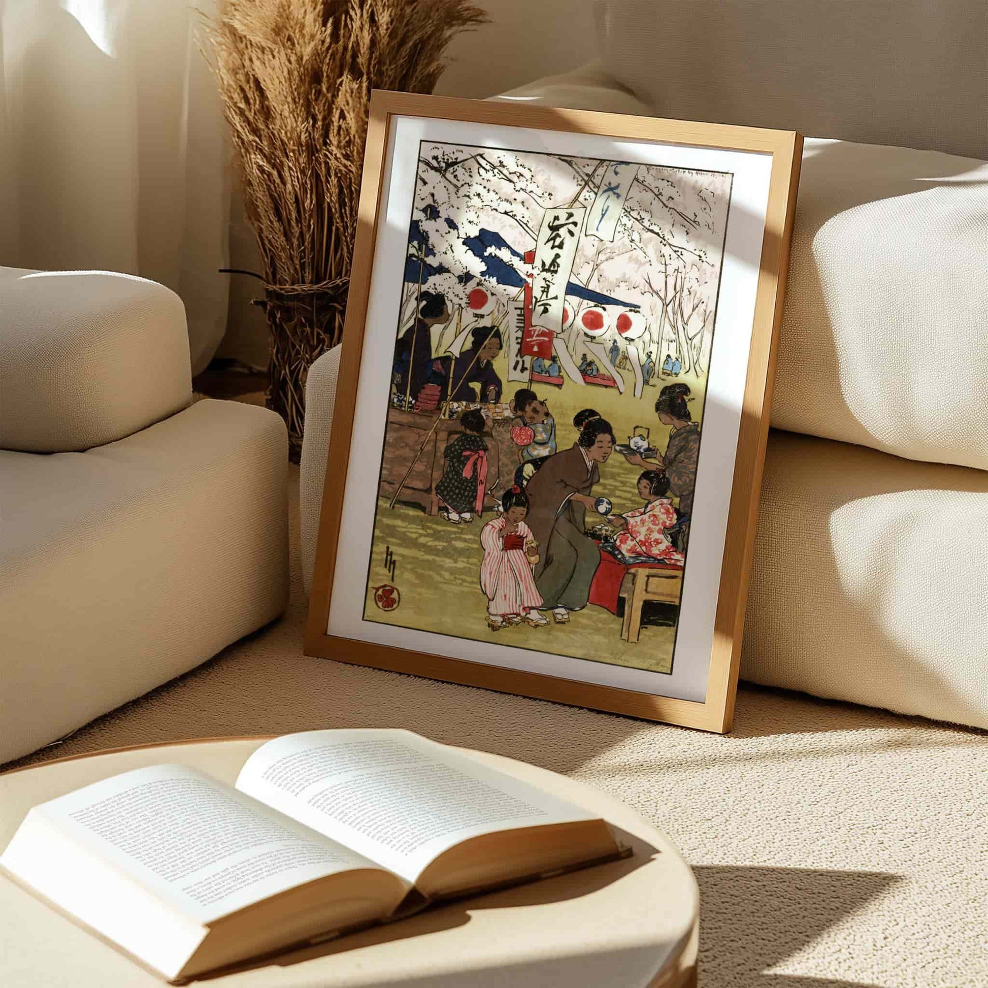 Blossom Time in Tokyo by Helen Hyde, figure wall art, Japanese art print, American woodblock, children, statement print, framed wall art, art poster