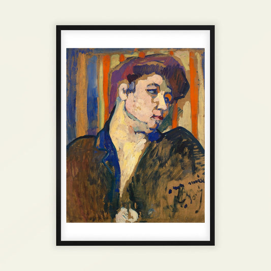 Buste de femme by Andre Derain. Framed portrait painting of a person with a colorful background