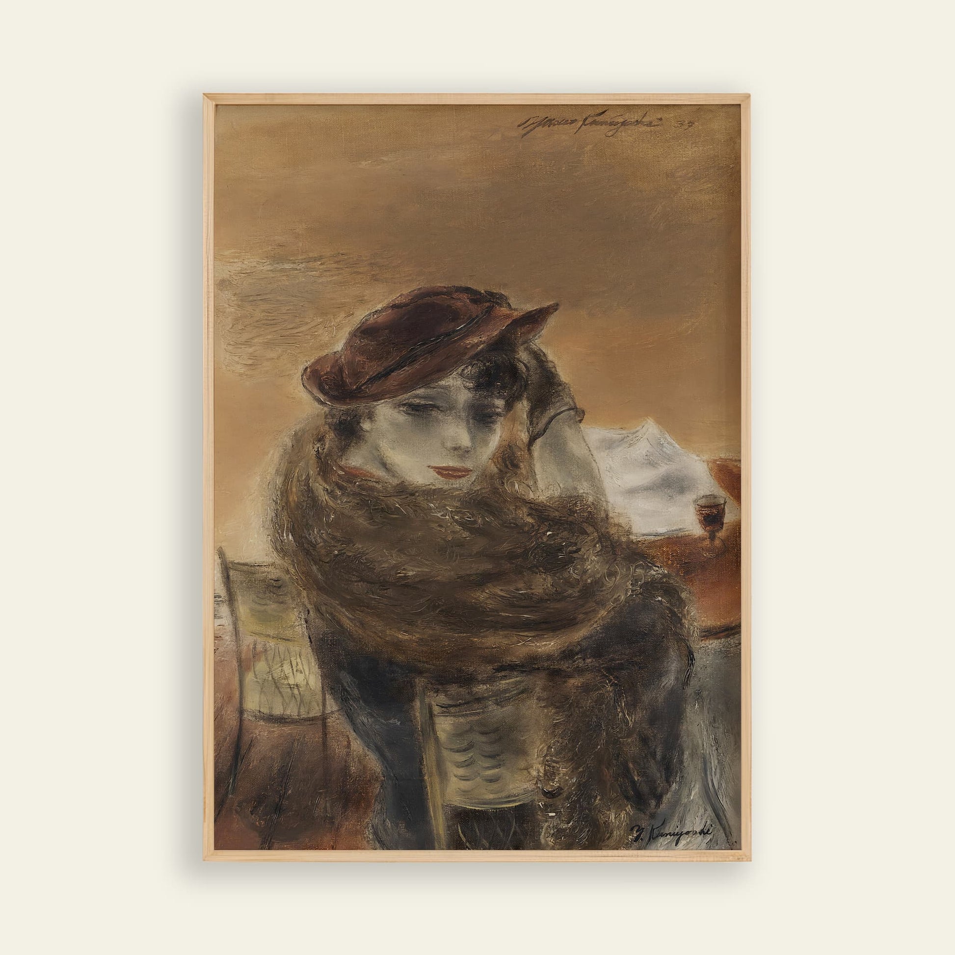 Yasuo Kuniyoshi artwork Cafe, expressive wall art print and modern portrait art for your home