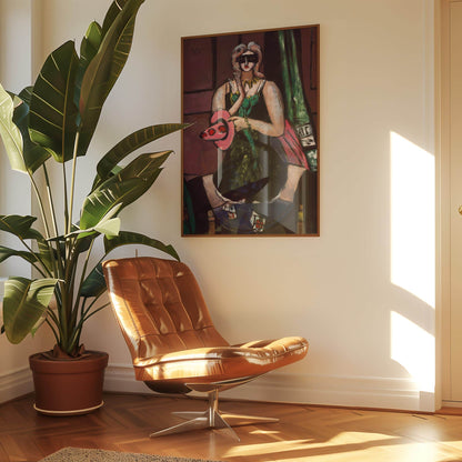 Carnival Mask, Green, Violet, and Pink (Columbine) by Max Beckmann, portrait print, vintage portrait, German portrait, Berlin style, framed print, framed wall art, art poster