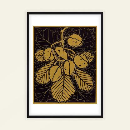 Chestnut Branch by Julie de Graag, Art Nouveau print, botanical print, Dutch black and white, Art Nouveau, statement print, framed wall art, art poster