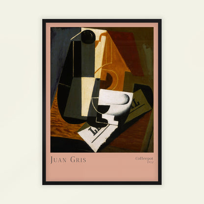 Coffeepot by Juan Gris (with artist's name), still life print, dining room decor, Spanish Cubist, modernist, art reproduction, framed wall art, art poster