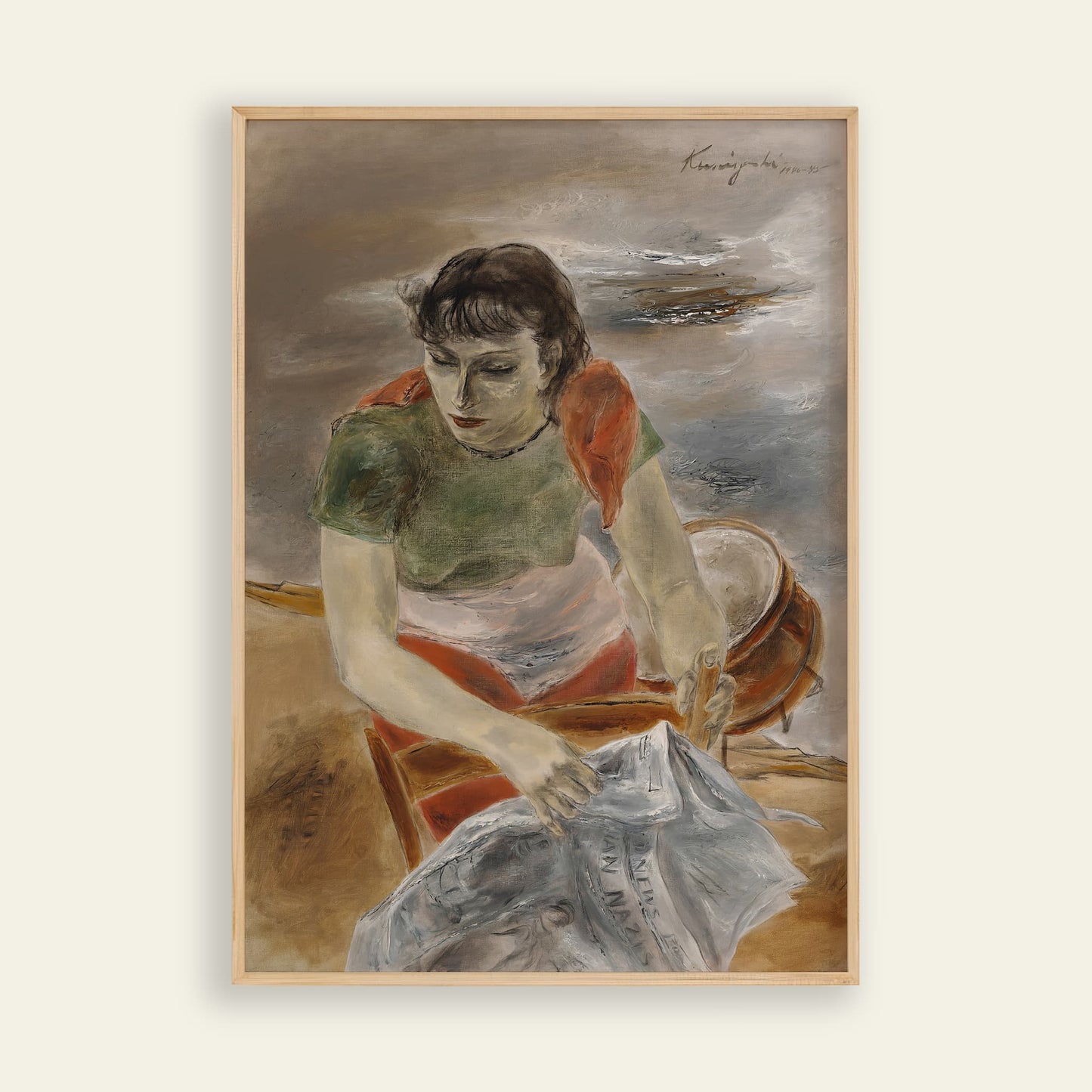 Modern Yasuo Kuniyoshi print of Daily News, showing the face of life as characterful wall art