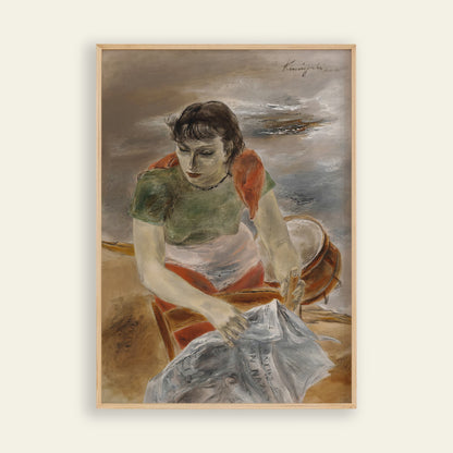 Modern Yasuo Kuniyoshi print of Daily News, showing the face of life as characterful wall art