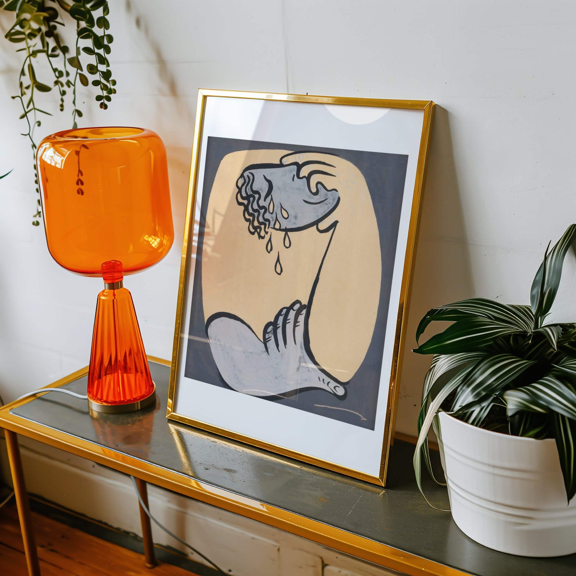 Despair by Mikuláš Galanda, vintage portrait, bold colour wall art, Slovak expressionist, modernist, home decor print, framed wall art, art poster