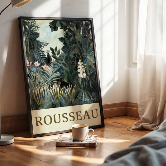 Equatorial Jungle by Henri Rousseau (with artist's name), botanical print, nature decor, French tropical, botanical, affordable wall art, framed wall art, art poster