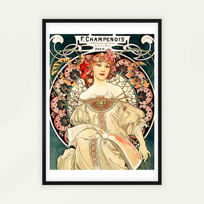 F Champenois by Alfons Mucha, Art Nouveau print, portrait print, Czech poster, Art Nouveau, small art print, framed wall art, art poster