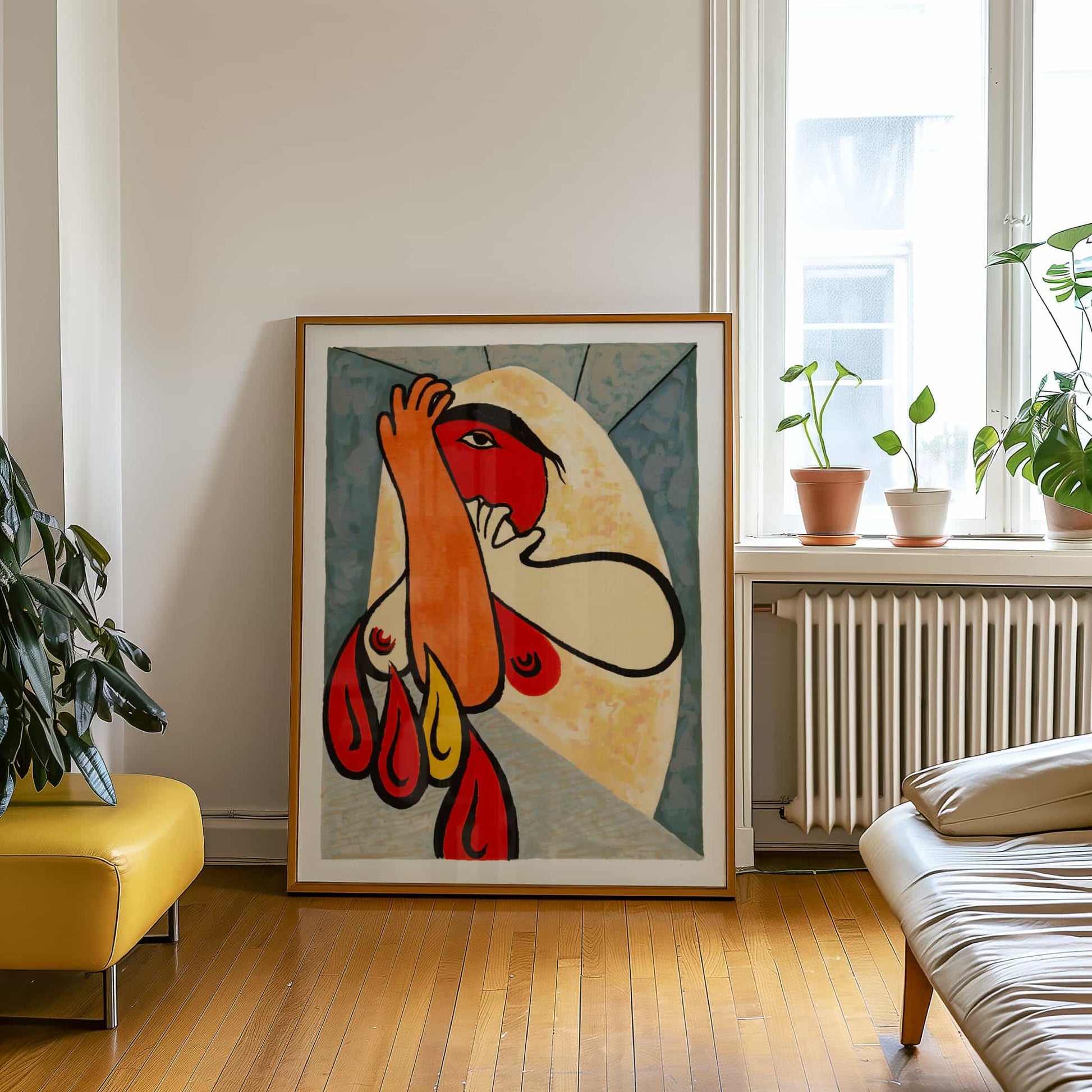 Fire (Crying Woman) by Mikuláš Galanda, Expressionist print, modernist print, Slovak figurative, Central European, gallery wall decor, framed wall art, art poster