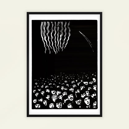 Fireworks by Félix Vallotton, figure wall art, Impressionist print, Swiss-French woodcut, literary, large wall art, framed wall art, art poster