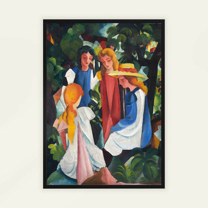 Four Girls by August Macke, Expressionist print, portrait print, German modernist, Expressionist, art reproduction, framed wall art, art poster