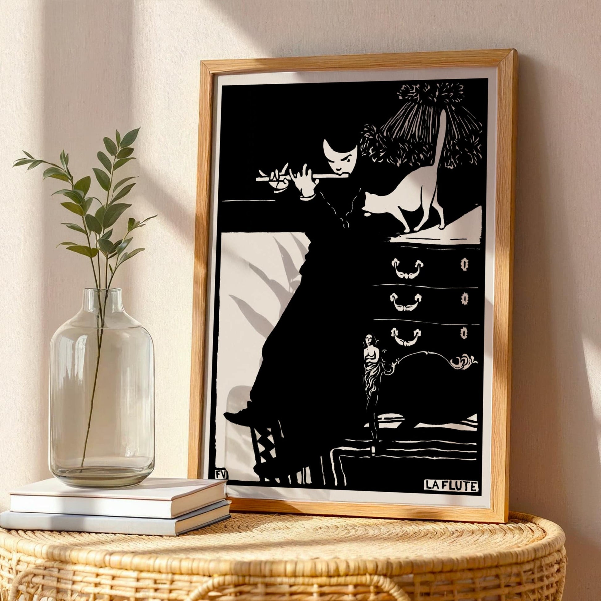 The Flute by Félix Vallotton, figure wall art, Impressionist print, Swiss-French black and white, decorative, large wall art, framed wall art, art poster