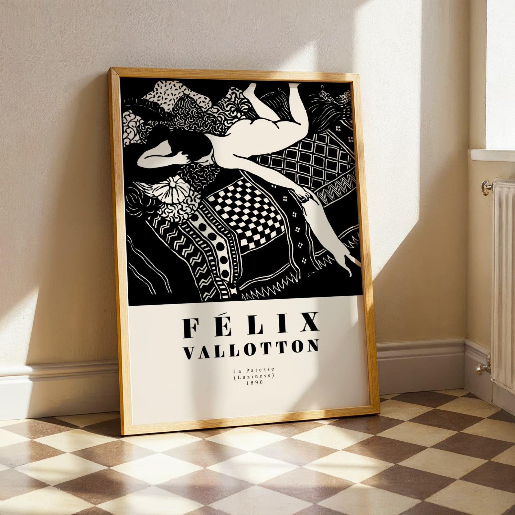 La Paresse ("Laziness") by Félix Vallotton, vintage portrait, animal print, Swiss-French literary, Nabis, large wall art, framed wall art, art poster
