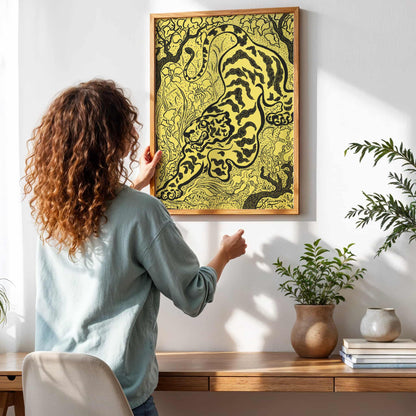 Tiger in the Jungle by Paul Ranson, green wall decor, animal print, French jungle, Nabis, large wall art, framed wall art, art poster
