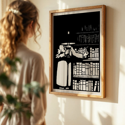 The Book-lover by Félix Vallotton, classic art poster, figure wall art, Swiss-French decorative, woodcut, statement print, framed wall art, art poster