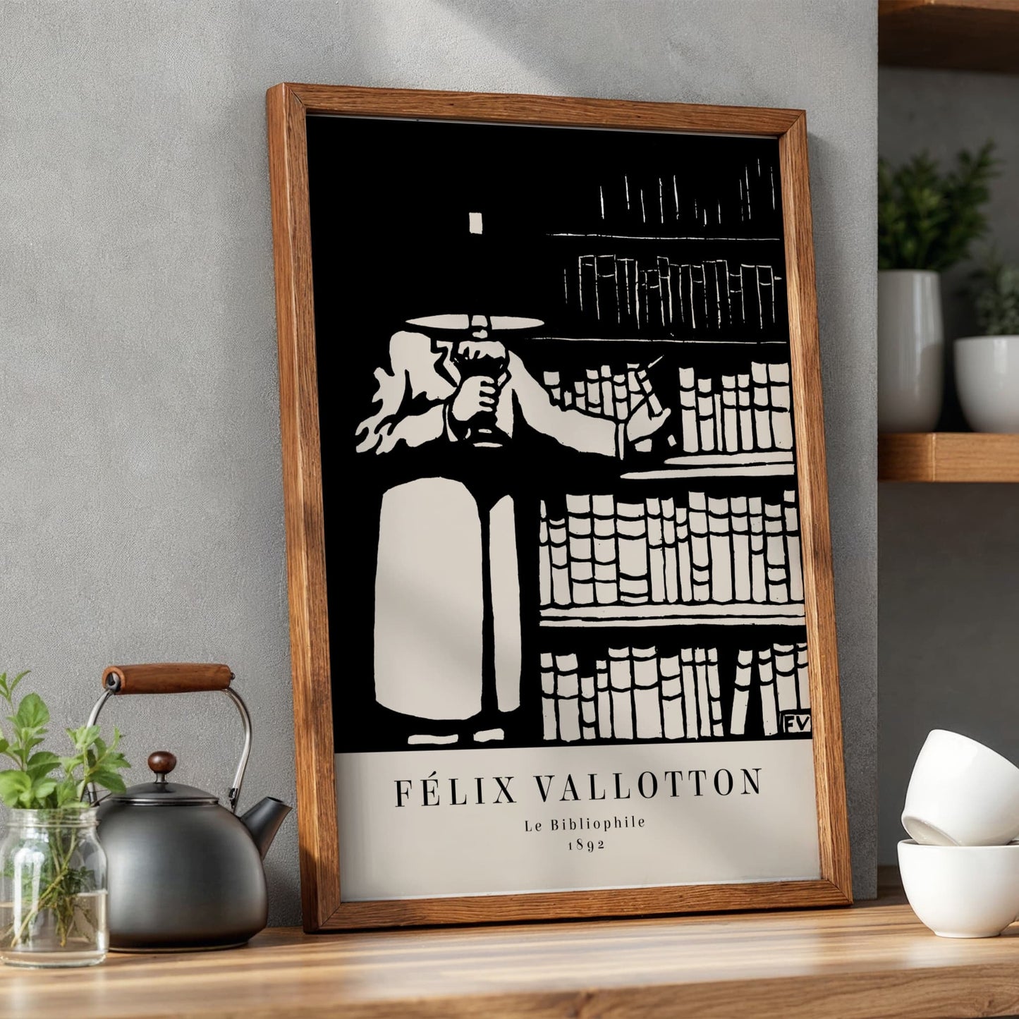 The Book-lover by Félix Vallotton (with artist's name), classic art poster, figure wall art, Swiss-French decorative, woodcut, affordable wall art, framed wall art, art poster