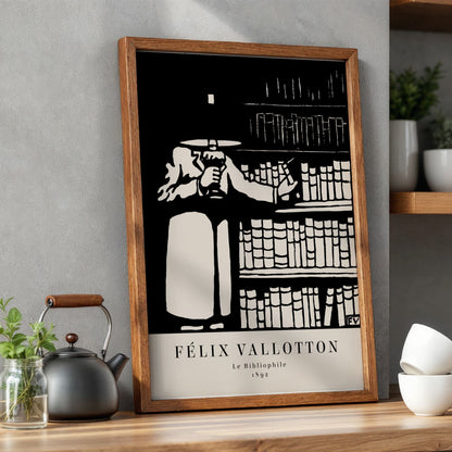 The Book-lover by Félix Vallotton (with artist's name), classic art poster, figure wall art, Swiss-French decorative, woodcut, affordable wall art, framed wall art, art poster