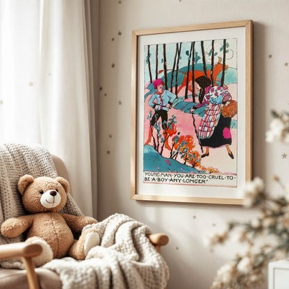 Young man, you are too cruel to be a boy any longer' by Jessie Marion King, Art Nouveau print, portrait print, Scottish whimsical, Art Nouveau, modern home decor, framed wall art, art poster