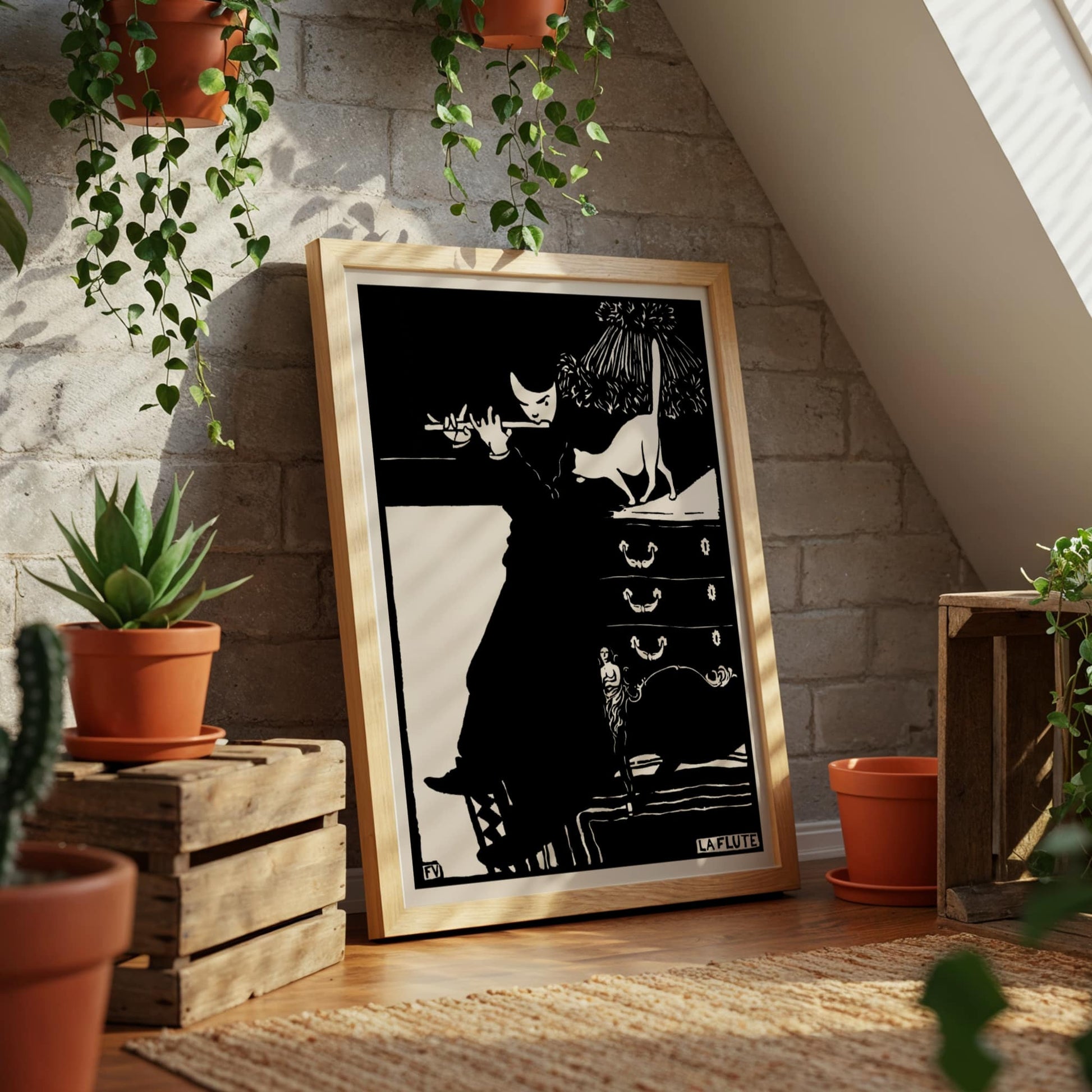 The Flute by Félix Vallotton, animal print, nature poster, Swiss-French decorative, woodcut, affordable wall art, framed wall art, art poster