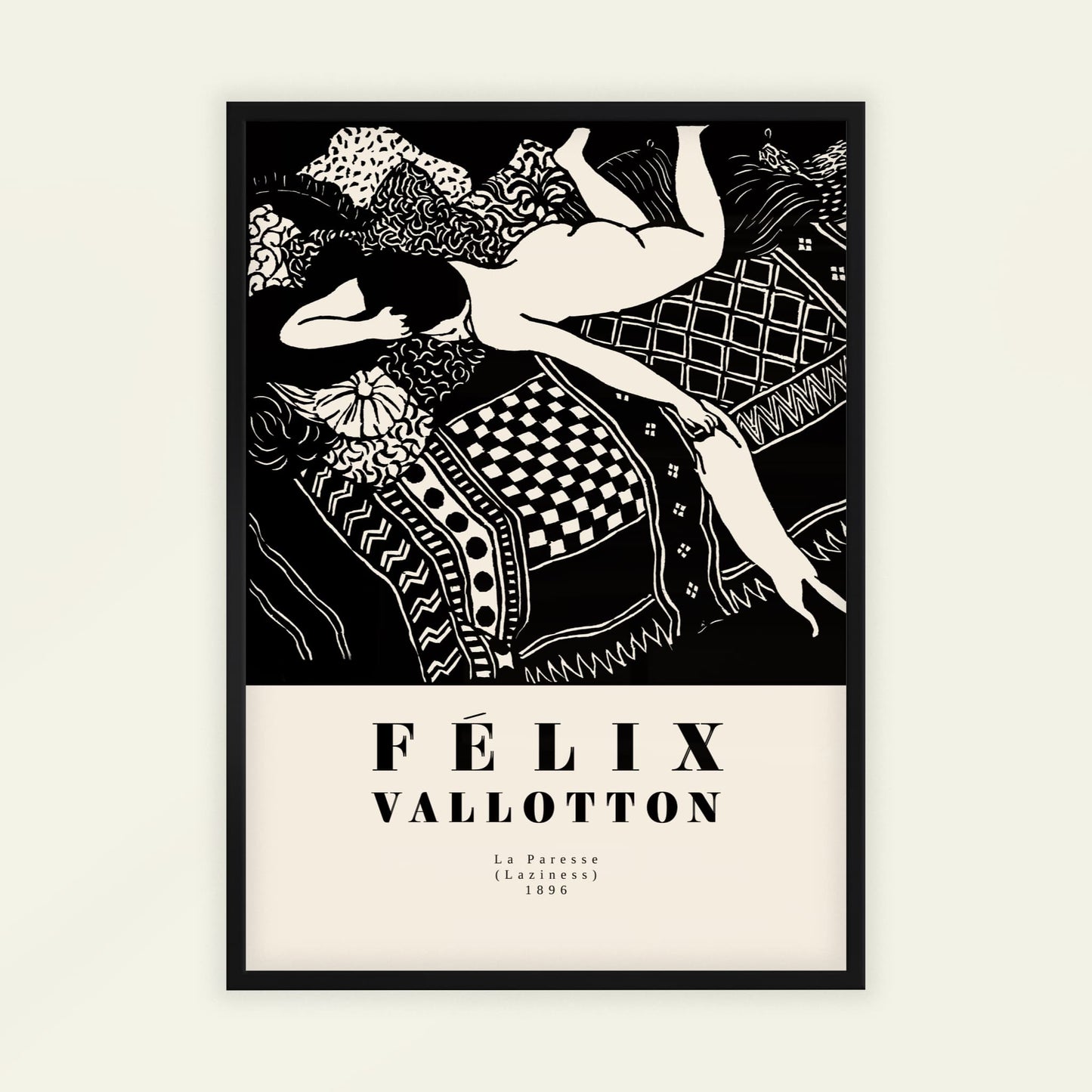 La Paresse ("Laziness") by Félix Vallotton, animal print, nature poster, Swiss-French Nabis, black and white, affordable wall art, framed wall art, art poster