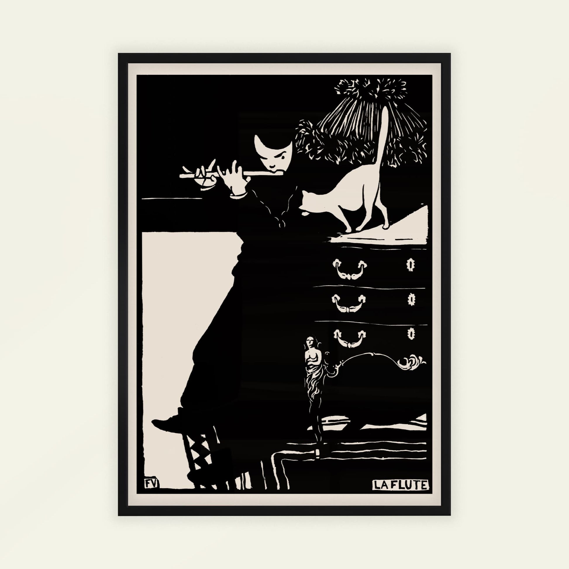 The Flute by Félix Vallotton, nature poster, figure wall art, Swiss-French woodcut, literary, framed print, framed wall art, art poster