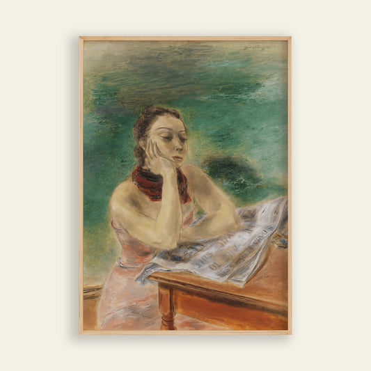 Modern Yasuo Kuniyoshi print of I'm Tired, showing the face of life as characterful wall art