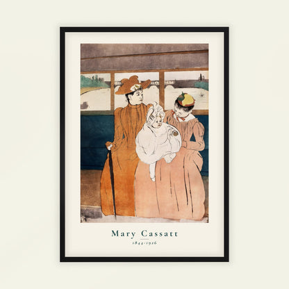 In the Omnibus by Mary Cassatt (with artist's name), figure wall art, landscape print, American portrait, feminine, small art print, framed wall art, art poster