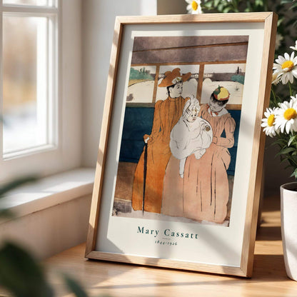 In the Omnibus by Mary Cassatt (with artist's name), portrait print, vintage portrait, American mother and child, domestic, fine art poster, framed wall art, art poster