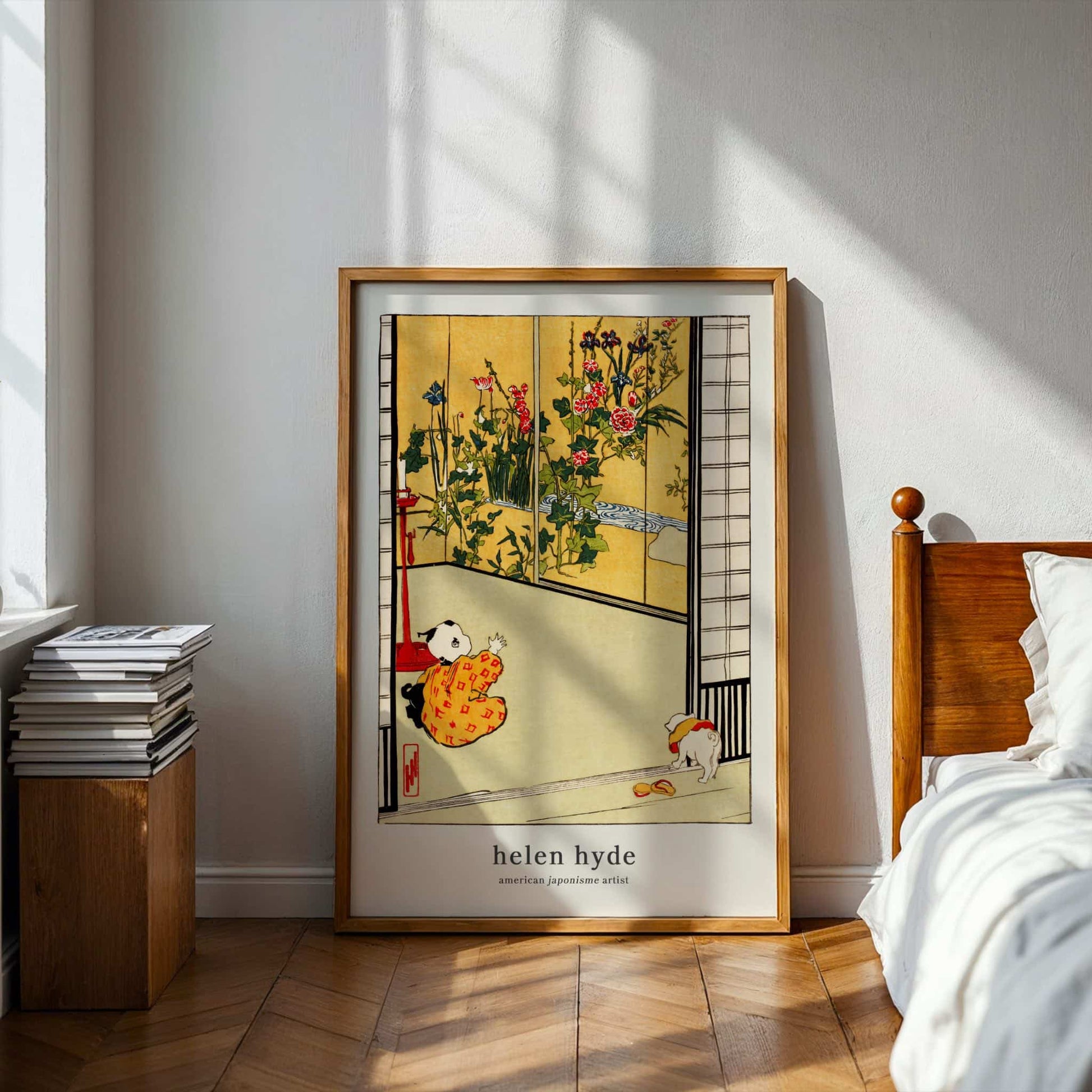 Interior Decoration by Helen Hyde (with artist's name), nature decor, figure wall art, American woodblock, children, statement print, framed wall art, art poster