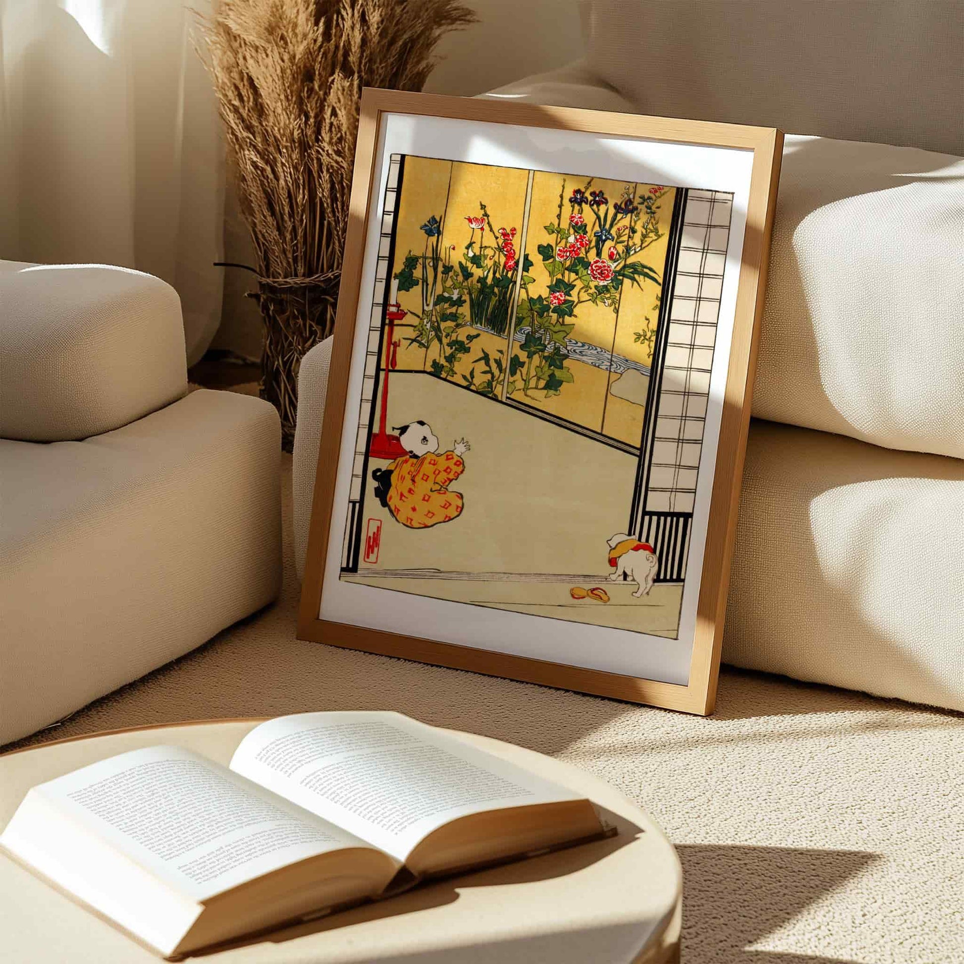 Interior Decoration by Helen Hyde, flower wall art, portrait print, American Japanese-inspired, nursery, small art print, framed wall art, art poster