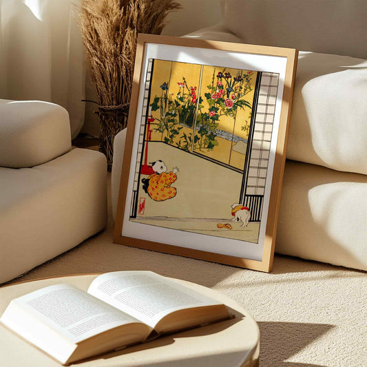 Interior Decoration by Helen Hyde, flower wall art, portrait print, American Japanese-inspired, nursery, small art print, framed wall art, art poster