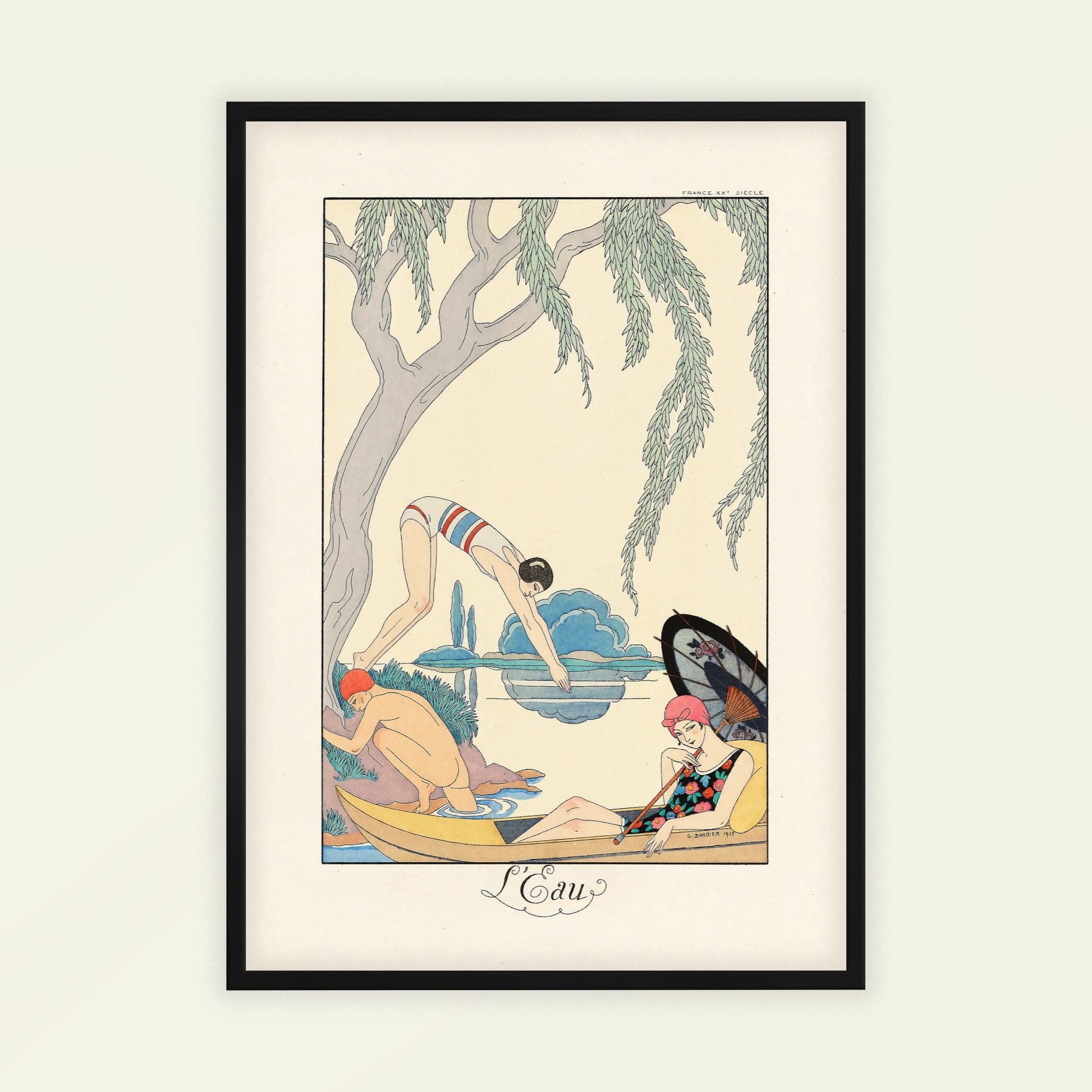 L'Eau (Water) by George Barbier, figure wall art, Art Nouveau print, French luxury vintage, fashion illustration, bedroom wall decor, framed wall art, art poster