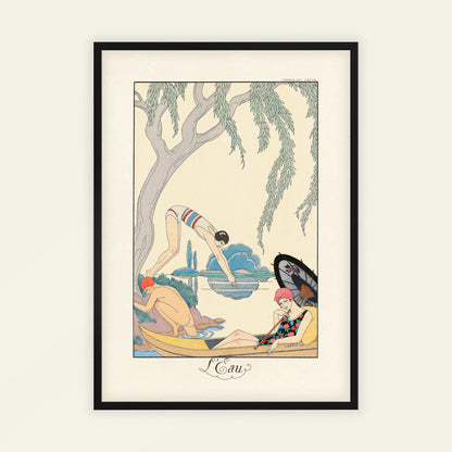 L'Eau (Water) by George Barbier, figure wall art, Art Nouveau print, French luxury vintage, fashion illustration, bedroom wall decor, framed wall art, art poster
