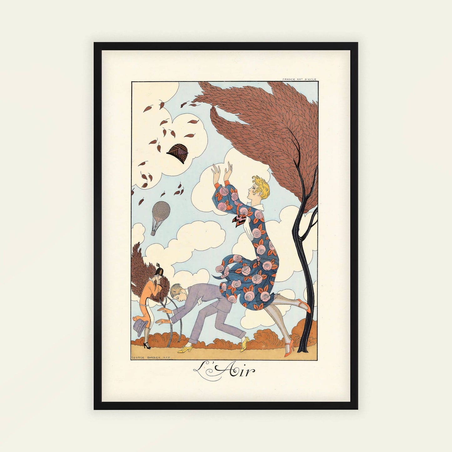 L'air by George Barbier, figure wall art, Art Nouveau print, French fashion illustration, theatre, framed print, framed wall art, art poster