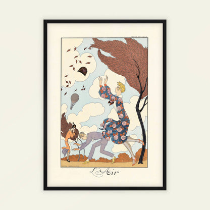 L'air by George Barbier, figure wall art, Art Nouveau print, French fashion illustration, theatre, framed print, framed wall art, art poster
