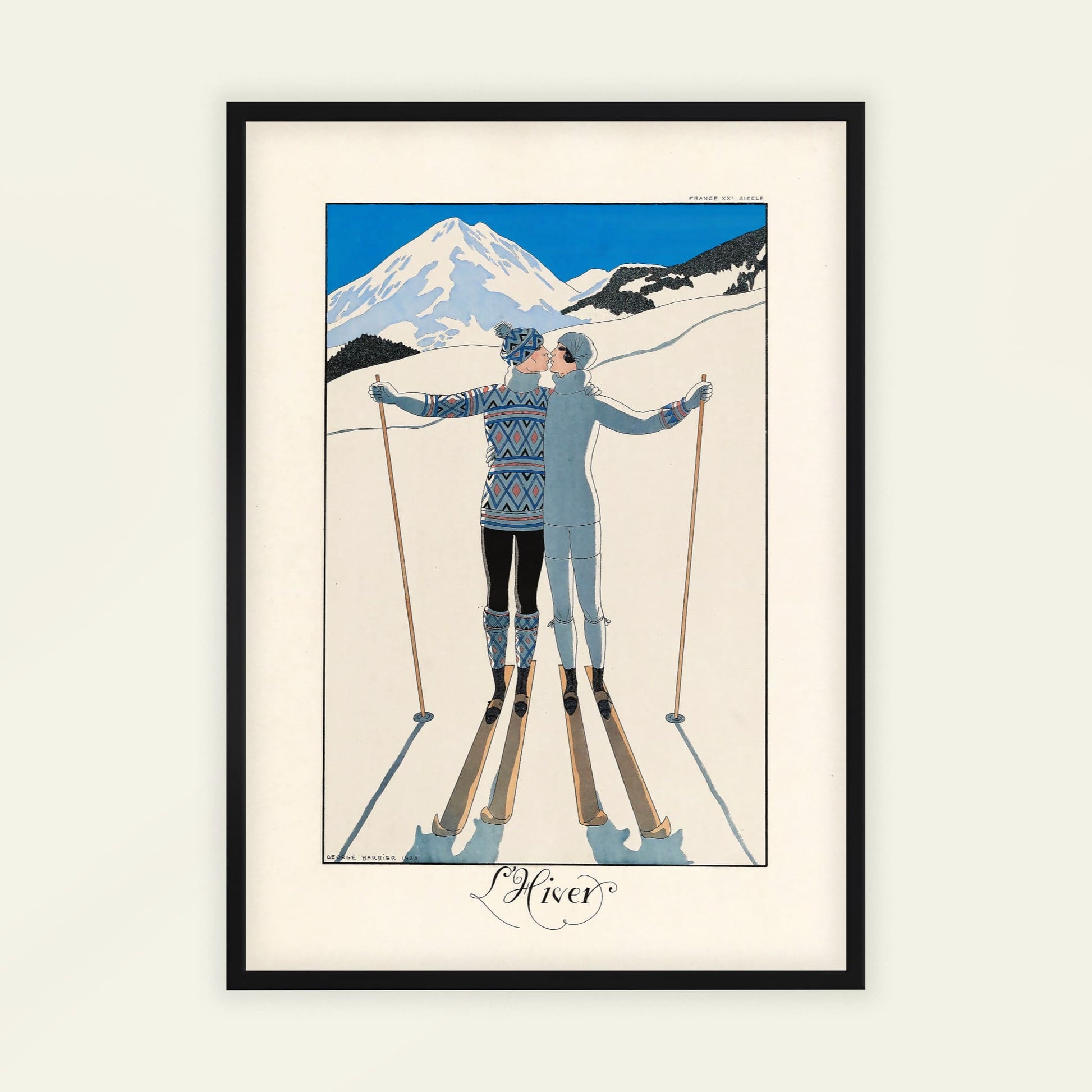 L'Hiver (Winter) by George Barbier, decorative wall art, figure wall art, French luxury vintage, fashion illustration, bedroom wall decor, framed wall art, art poster