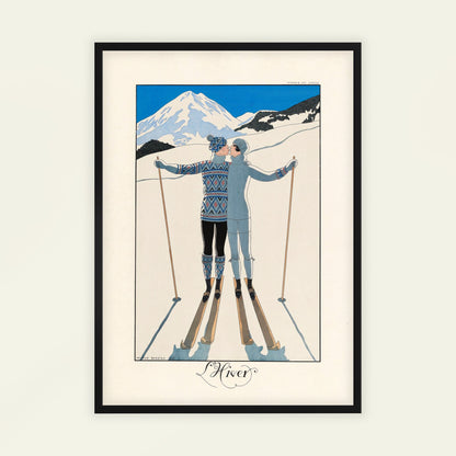 L'Hiver (Winter) by George Barbier, decorative wall art, figure wall art, French luxury vintage, fashion illustration, bedroom wall decor, framed wall art, art poster