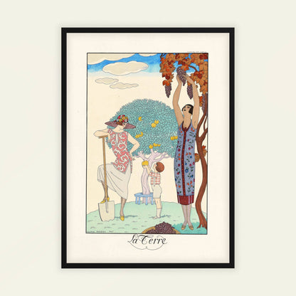 La Terre (Earth) by George Barbier, flower wall art, portrait print, French Belle Époque, luxury vintage, gallery wall decor, framed wall art, art poster